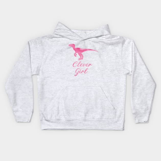 Clever Girl - Pink Dinosaur Kids Hoodie by TheJollyMarten